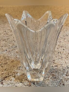 Orrefors Sweden Crystal Vase with Beautiful Wavy Rims